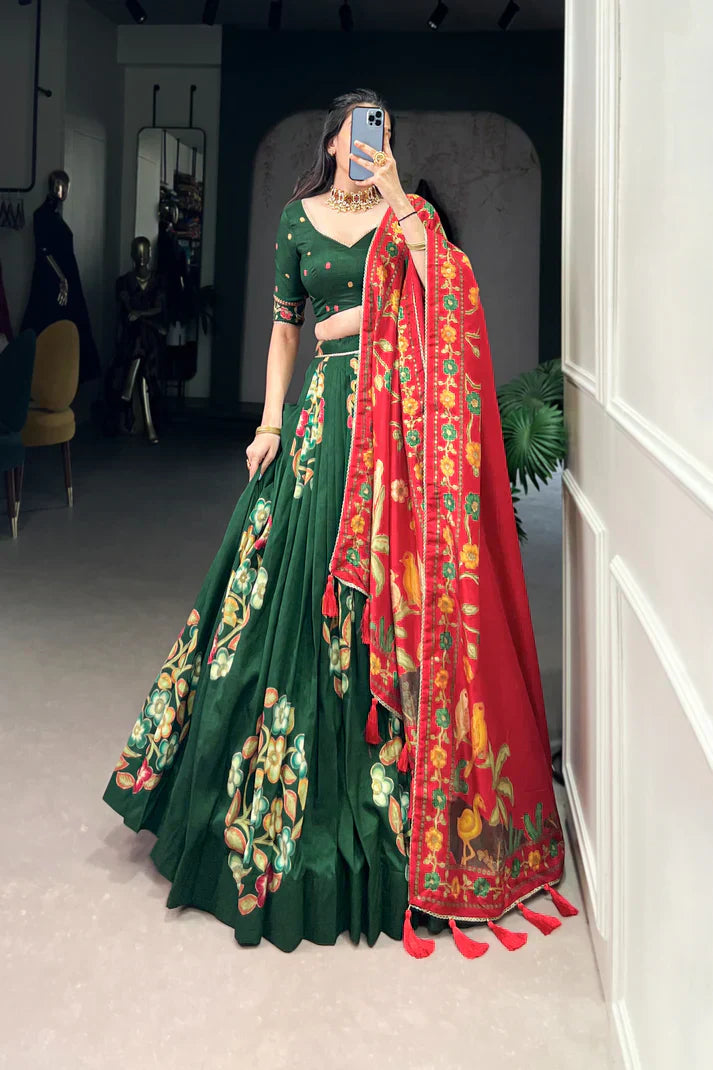 TUSSAR SILK LEHENGA CHOLI WITH DUPATAPFAB164)
