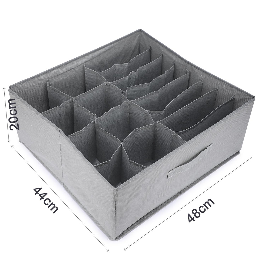 16 Cells Foldable Storage Box Drawer Divider Organizer (Grey) - salesmania