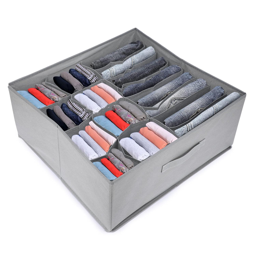 16 Cells Foldable Storage Box Drawer Divider Organizer (Grey) - salesmania