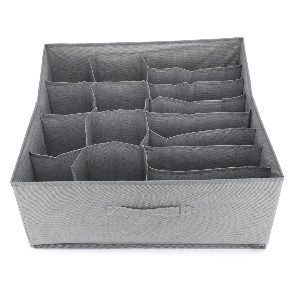 16 Cells Foldable Storage Box Drawer Divider Organizer (Grey) - salesmania