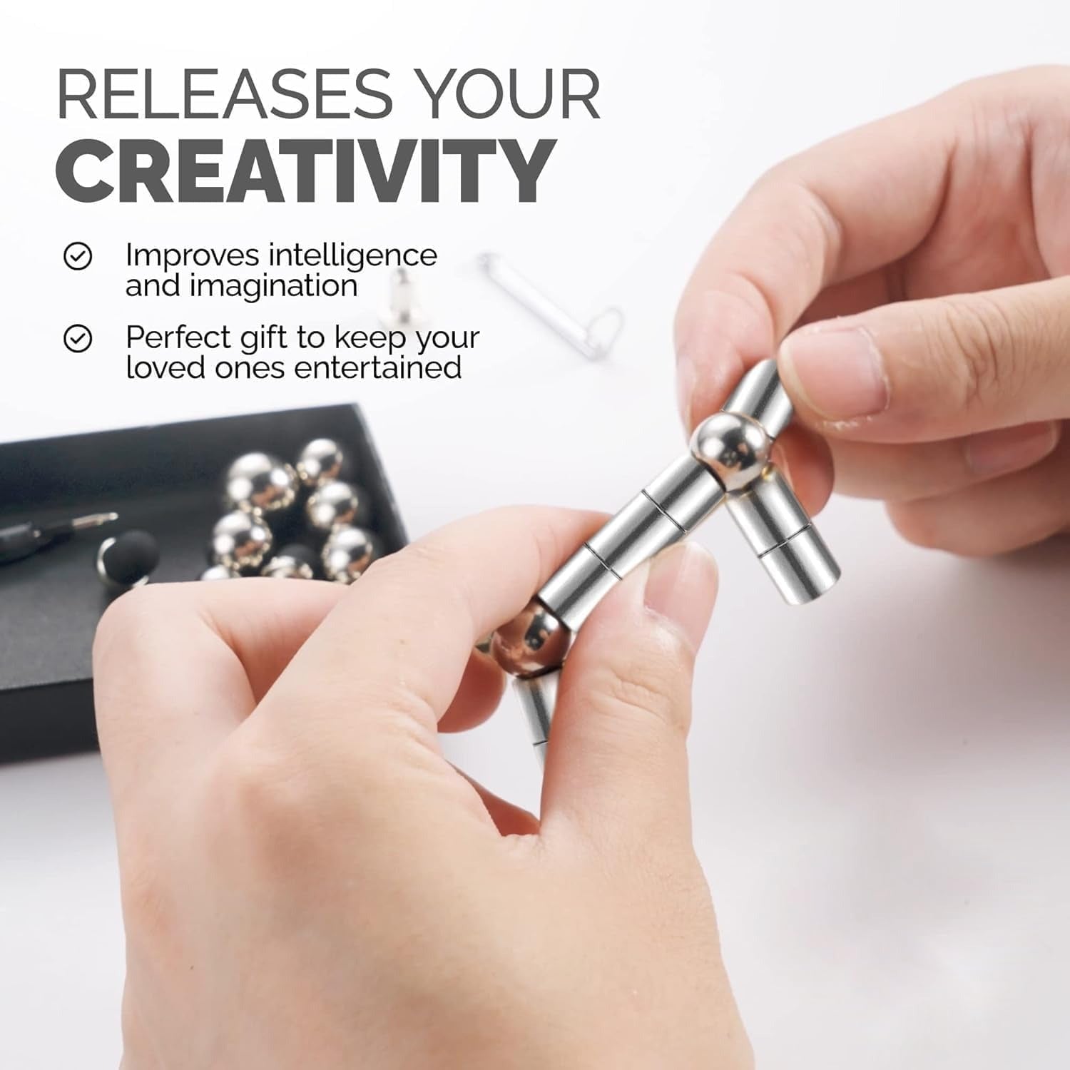 Magnetic Fidget Pen - Decompression Focus Toy With Magnetic Rings and Steel Balls, Stress Relief Creative