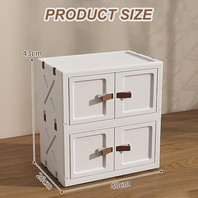 2 Layer Plastic Storage Box – Flip Cabinet (40cm, Cream) - salesmania