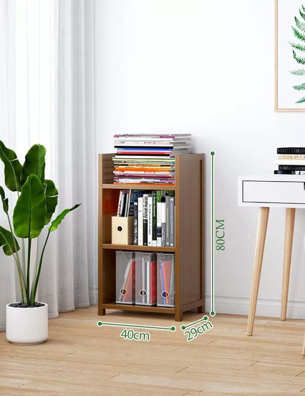 3 - Tier Bamboo Shelf (40x80cm, DIY Rack) - Brown - salesmania