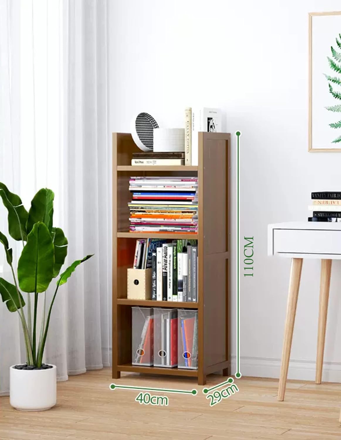 4 - Tier Bamboo Shelf (40x110cm, DIY Rack) - Brown - salesmania