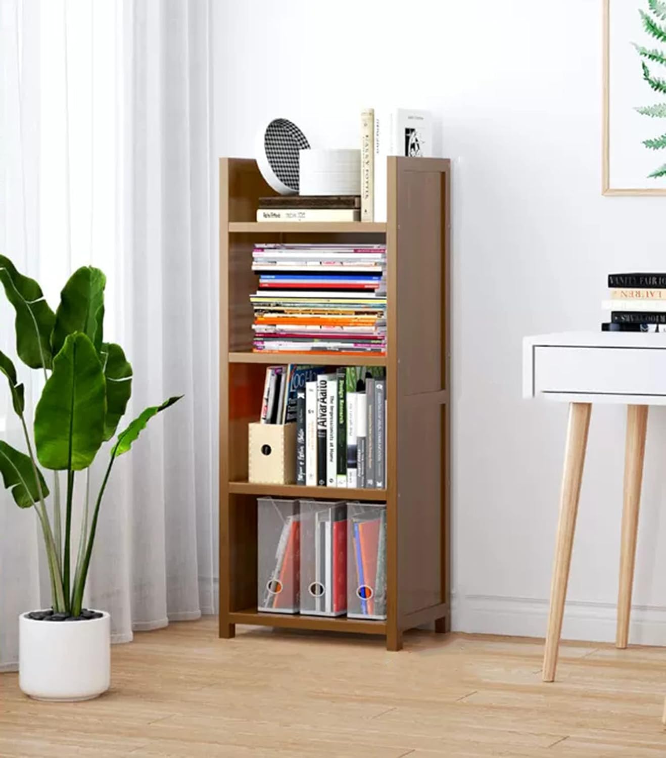 4 - Tier Bamboo Shelf (40x110cm, DIY Rack) - Brown - salesmania