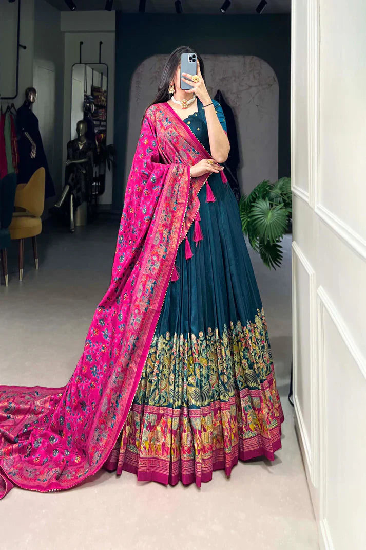 FESTIVAL SPECIAL TUSSAR SILK LEHENGA CHOLI WITH DUPATTAPFAB188) (01)