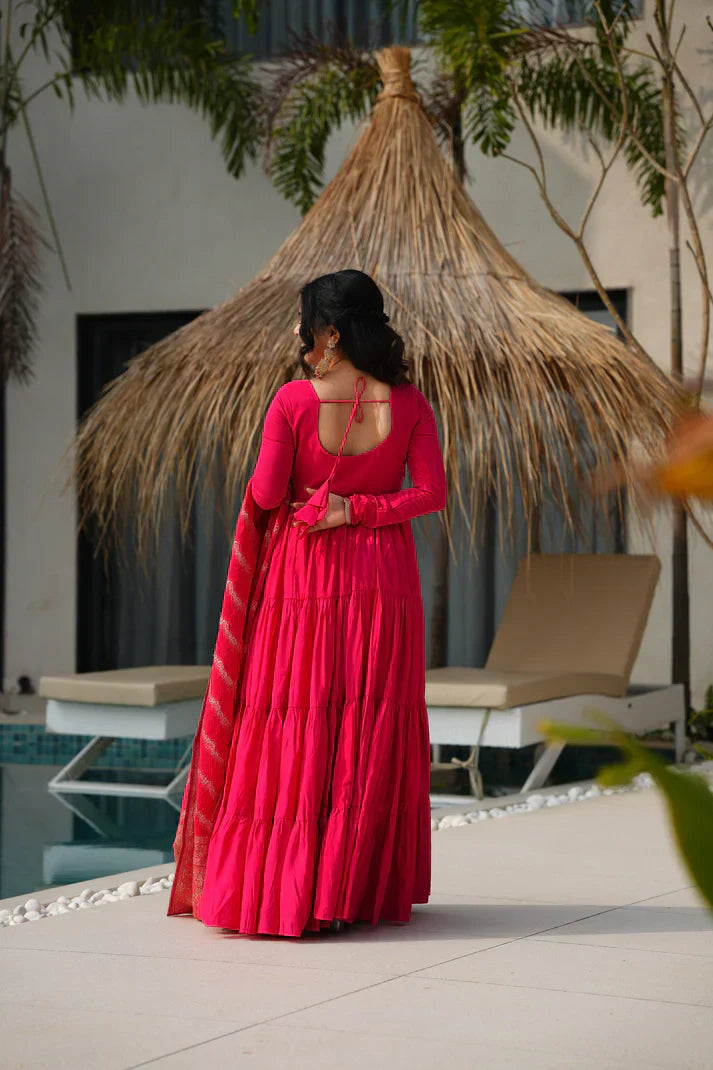 WEDDING SPECIAL MICROCRAPE GOWN WITH JAQUARD DUPATTAPFAB1111)