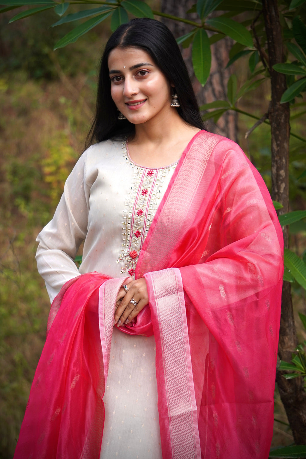 Premium Tissue Shimmer Suit Set Which is Beautifully Decorated With Hand Khatli Work And Original Mirror Work With Butti Pattern(PFAB151)