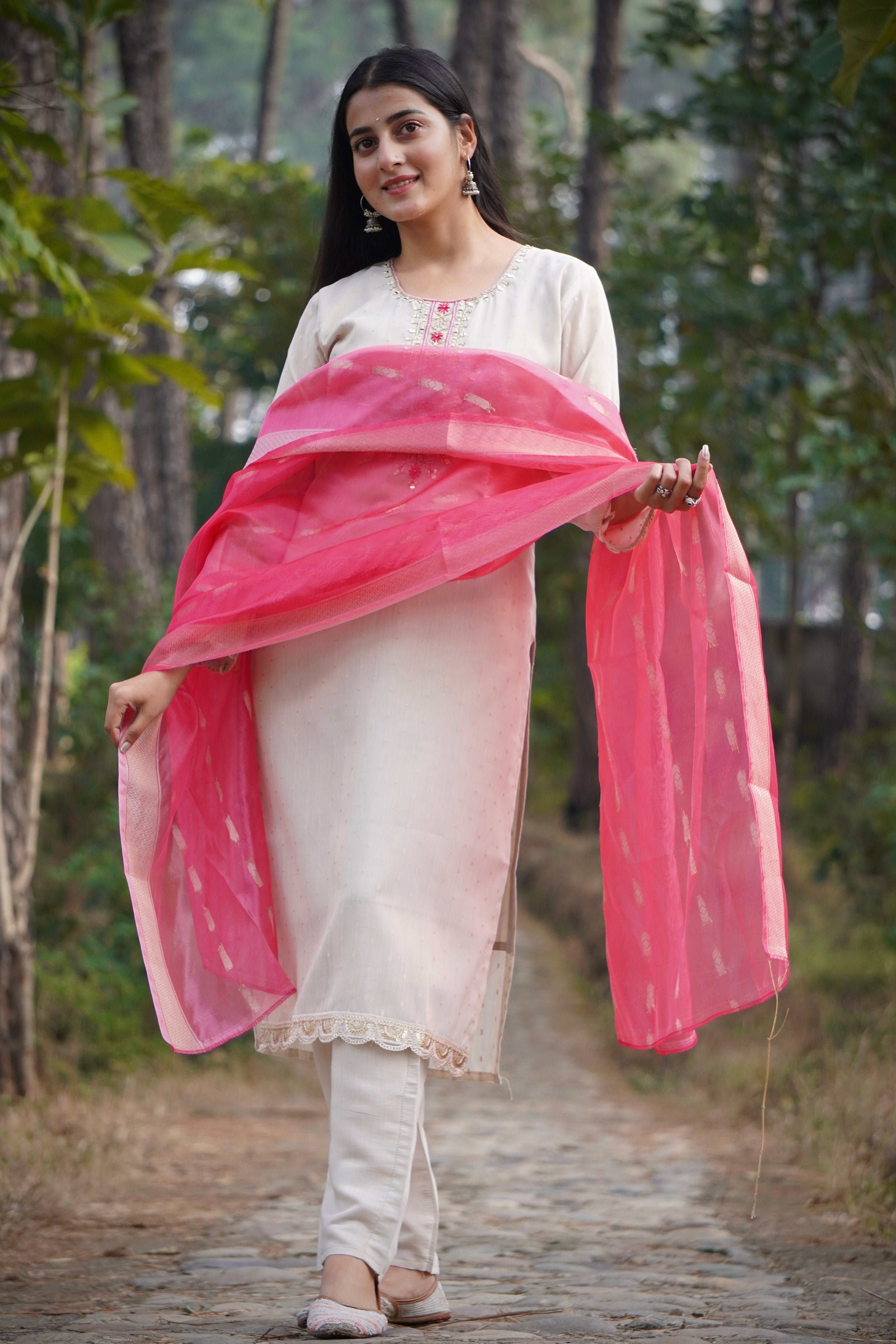 Premium Tissue Shimmer Suit Set Which is Beautifully Decorated With Hand Khatli Work And Original Mirror Work With Butti Pattern(PFAB151)