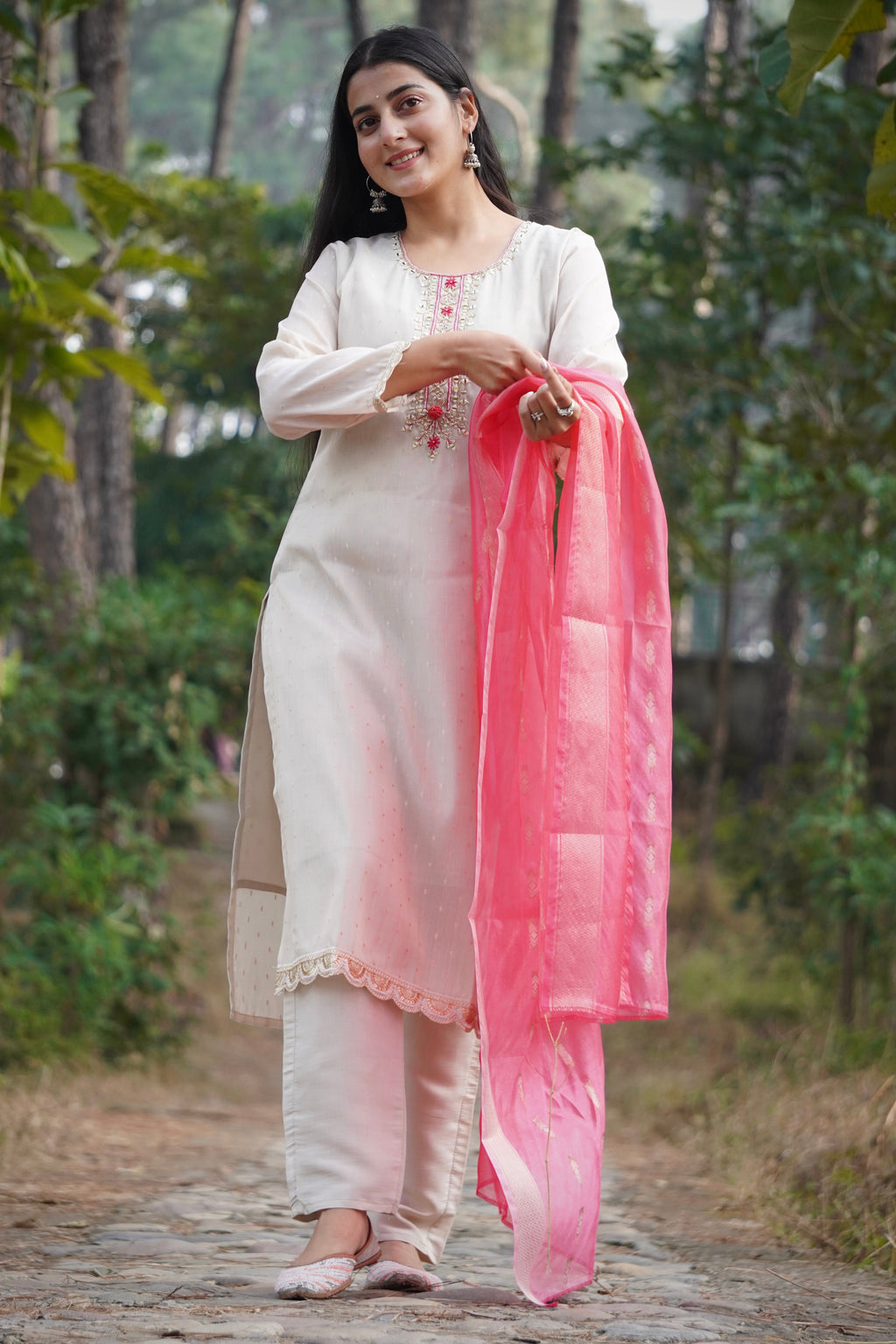 Premium Tissue Shimmer Suit Set Which is Beautifully Decorated With Hand Khatli Work And Original Mirror Work With Butti Pattern(PFAB151)