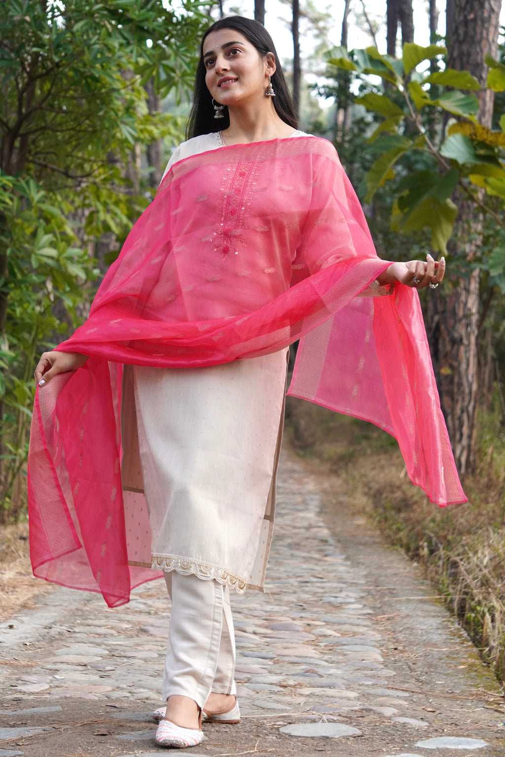 Premium Tissue Shimmer Suit Set Which is Beautifully Decorated With Hand Khatli Work And Original Mirror Work With Butti Pattern(PFAB151)