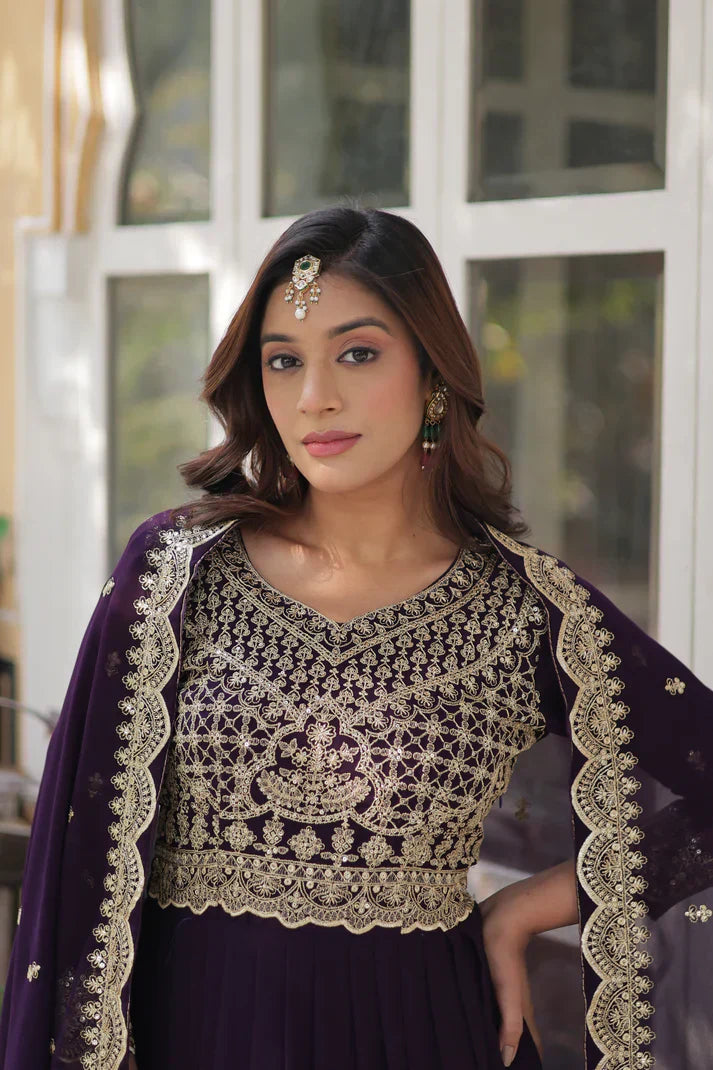 WEDDING SPECIAL BLOOMING EMBROIDERED GOWN WITH DUPATTAPFAB153)