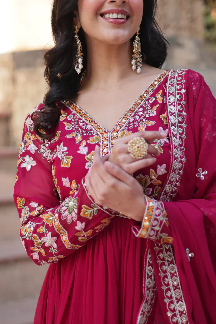 WEDDING SPECIAL FAUX BLOOMING ZARI SEQUINS EMBROIDERED GOWN WITH DUPATTA PFAB1116)