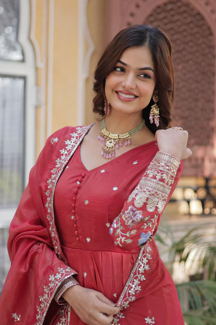 VISCOS COSMOS SEQUINS EMBROIDERED GOWN WITH DUPATTAPFAB172)