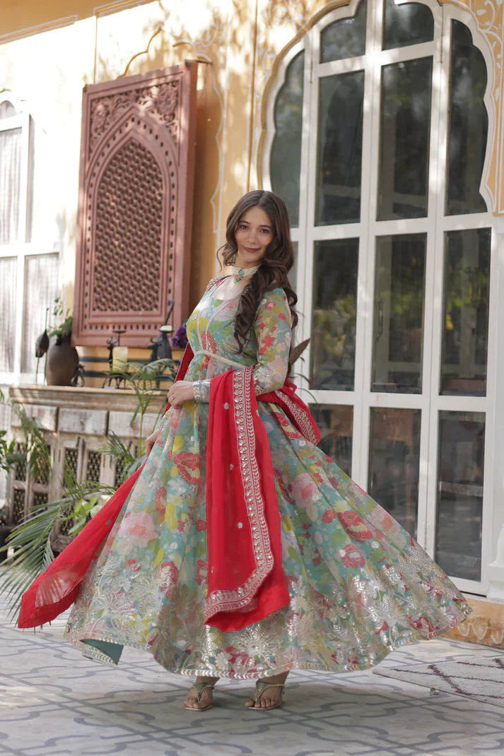 RUSSIAN SILK EMBROIDERED GOWN WITH DUPATTAPFAB192) (01)