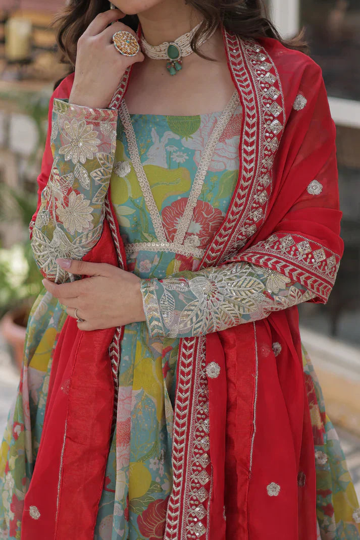 RUSSIAN SILK EMBROIDERED GOWN WITH DUPATTAPFAB192) (01)