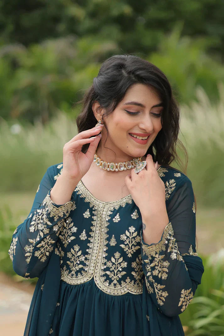 FESTIVAL SPECIAL FAUX BLOOMING SEQUINS EMBROIDERED GOWN WITH DUPATTA PFAB121)