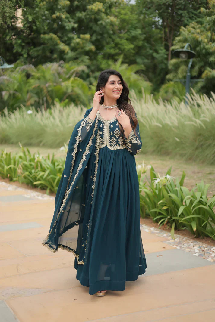 FESTIVAL SPECIAL FAUX BLOOMING SEQUINS EMBROIDERED GOWN WITH DUPATTA PFAB121)