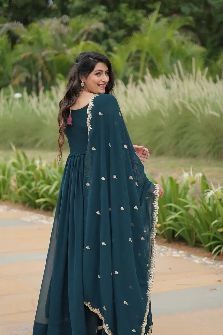 FESTIVAL SPECIAL FAUX BLOOMING SEQUINS EMBROIDERED GOWN WITH DUPATTA PFAB121)