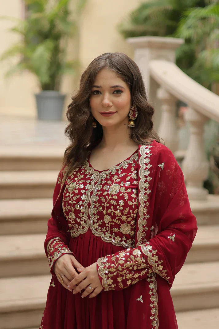 FESTIVAL SPECIAL SEQUINS EMBROIDERES GOWN WITH DUPATTAPFAB113)