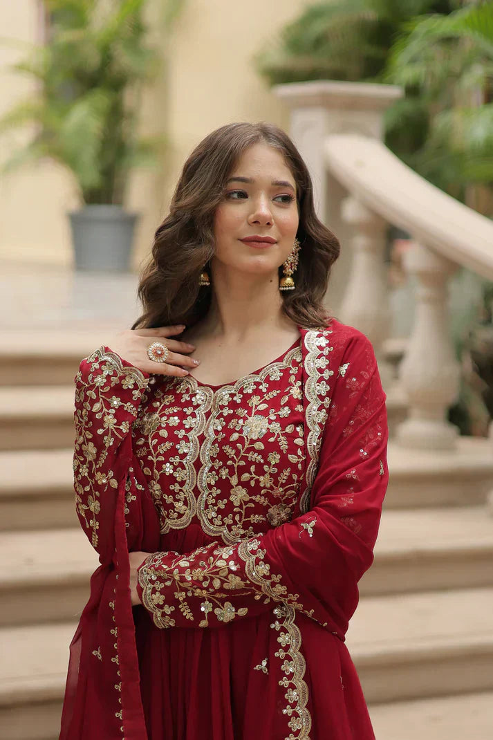 FESTIVAL SPECIAL SEQUINS EMBROIDERES GOWN WITH DUPATTAPFAB113)