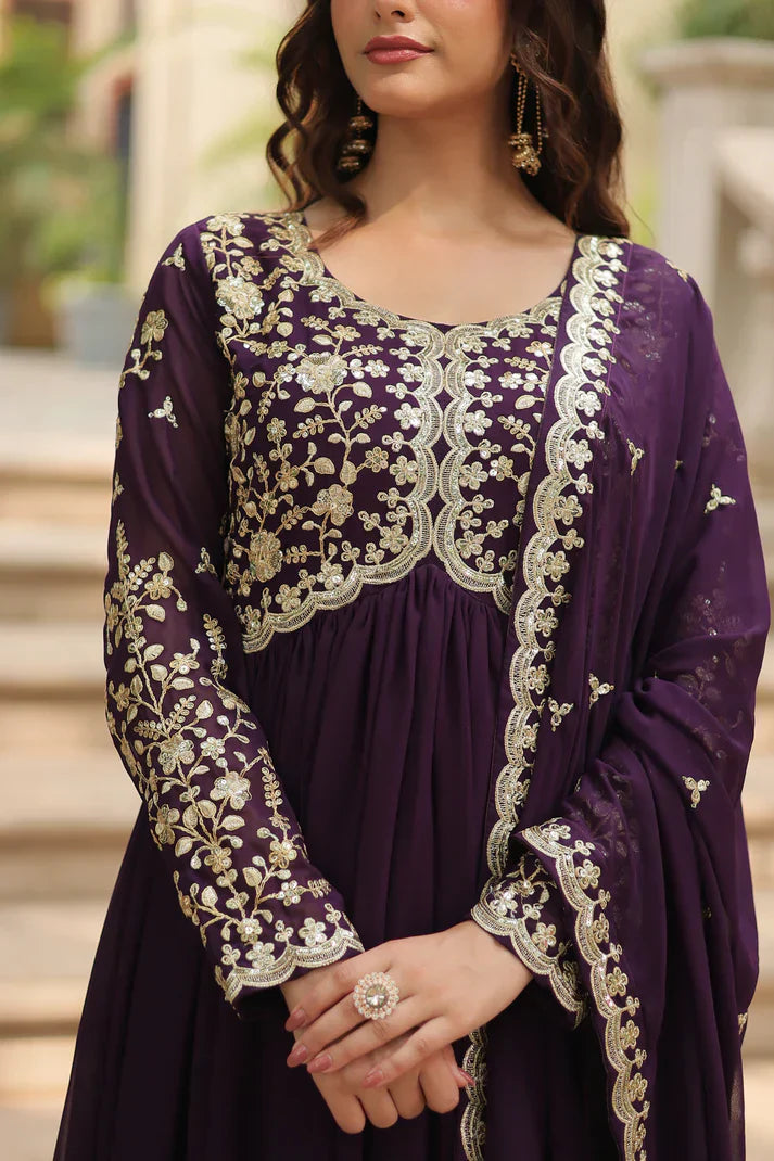 FESTIVAL SPECIAL SEQUINS EMBROIDERES GOWN WITH DUPATTAPFAB113) (01)