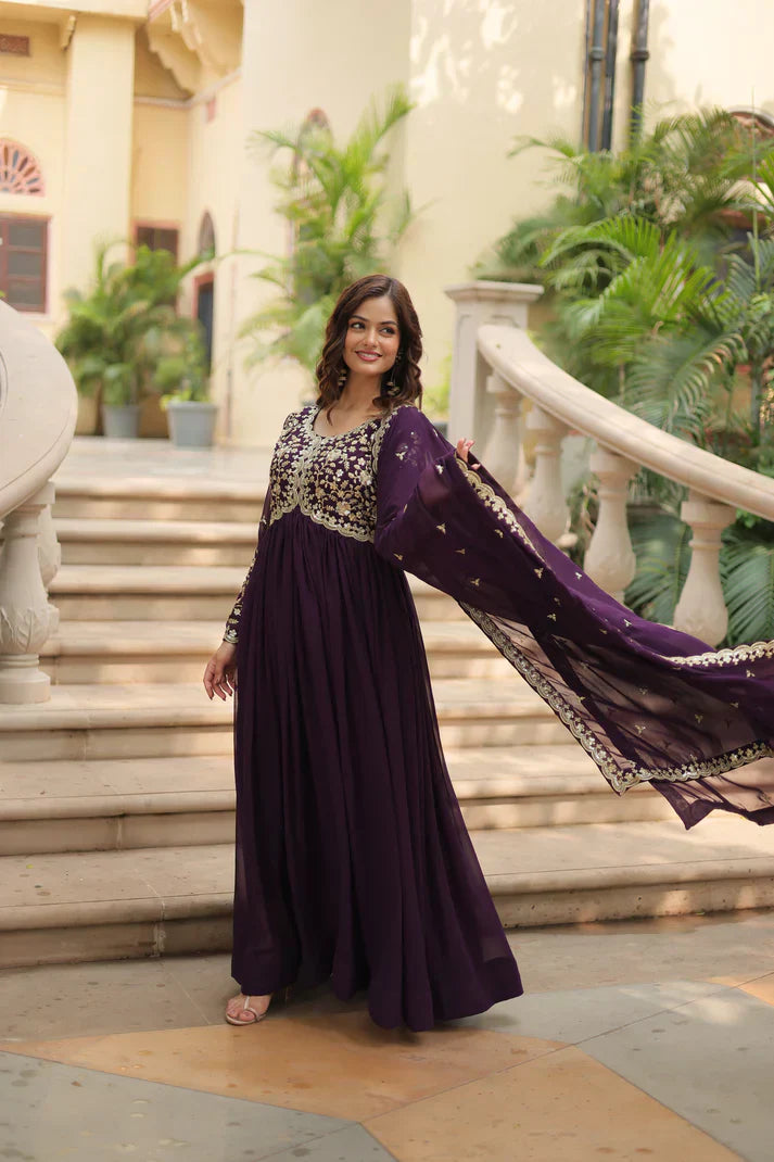 FESTIVAL SPECIAL SEQUINS EMBROIDERES GOWN WITH DUPATTAPFAB113) (01)