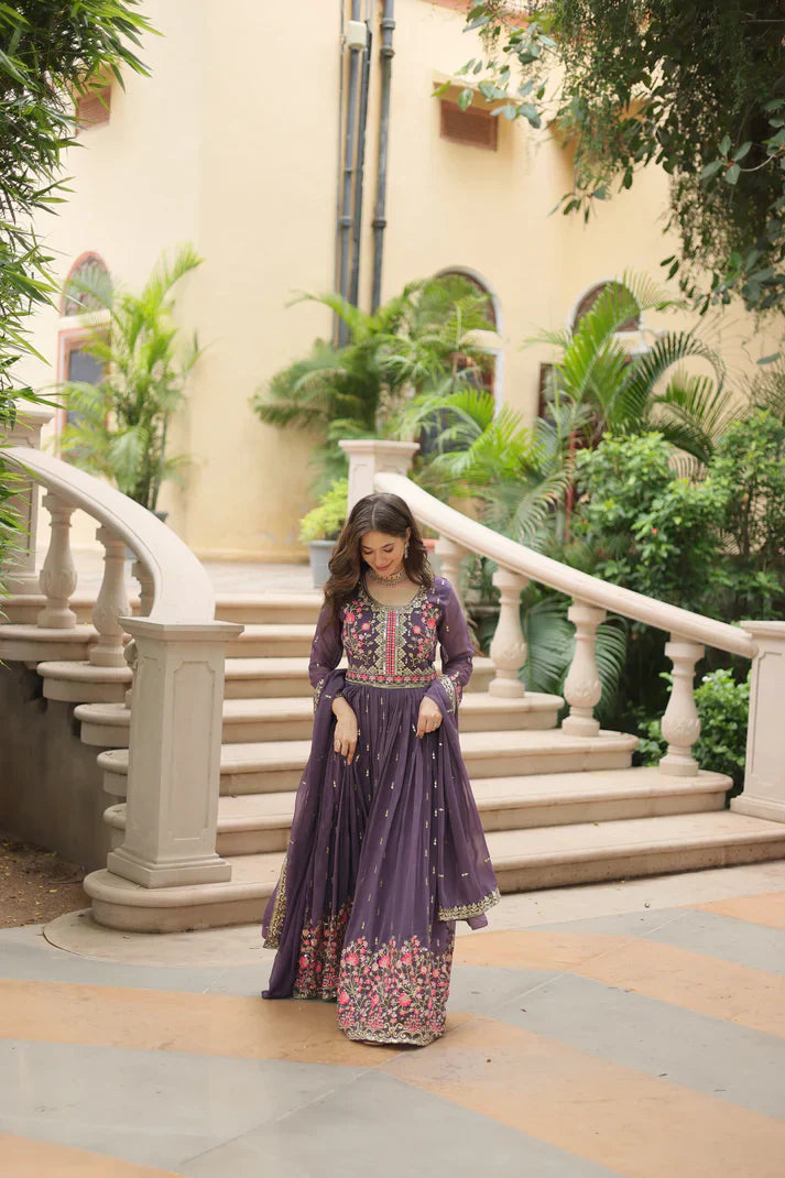 WEDDING SPECIAL FAUX GEORGETTE EMBROIDERED SHARARA WITH DUPATTAPFAB1126)(02)