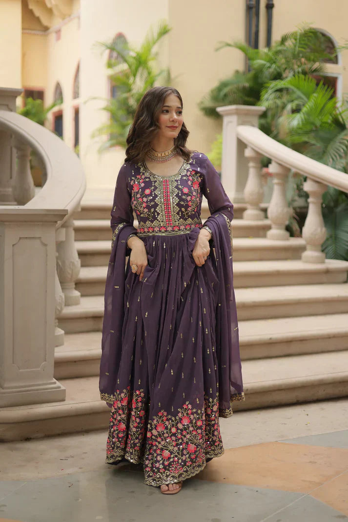 WEDDING SPECIAL FAUX GEORGETTE EMBROIDERED SHARARA WITH DUPATTAPFAB1126)(02)