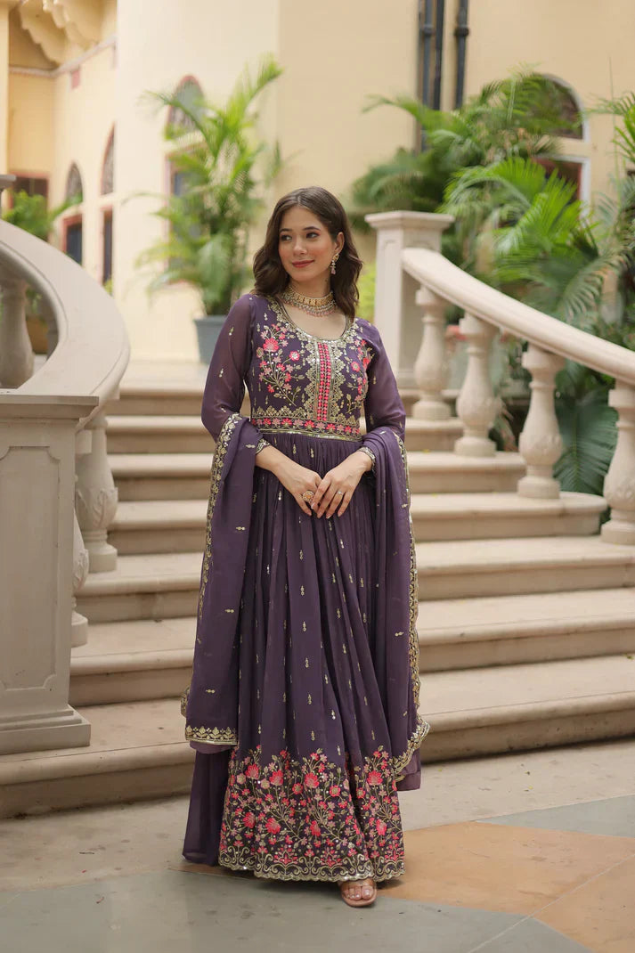 WEDDING SPECIAL FAUX GEORGETTE EMBROIDERED SHARARA WITH DUPATTAPFAB1126)(02)