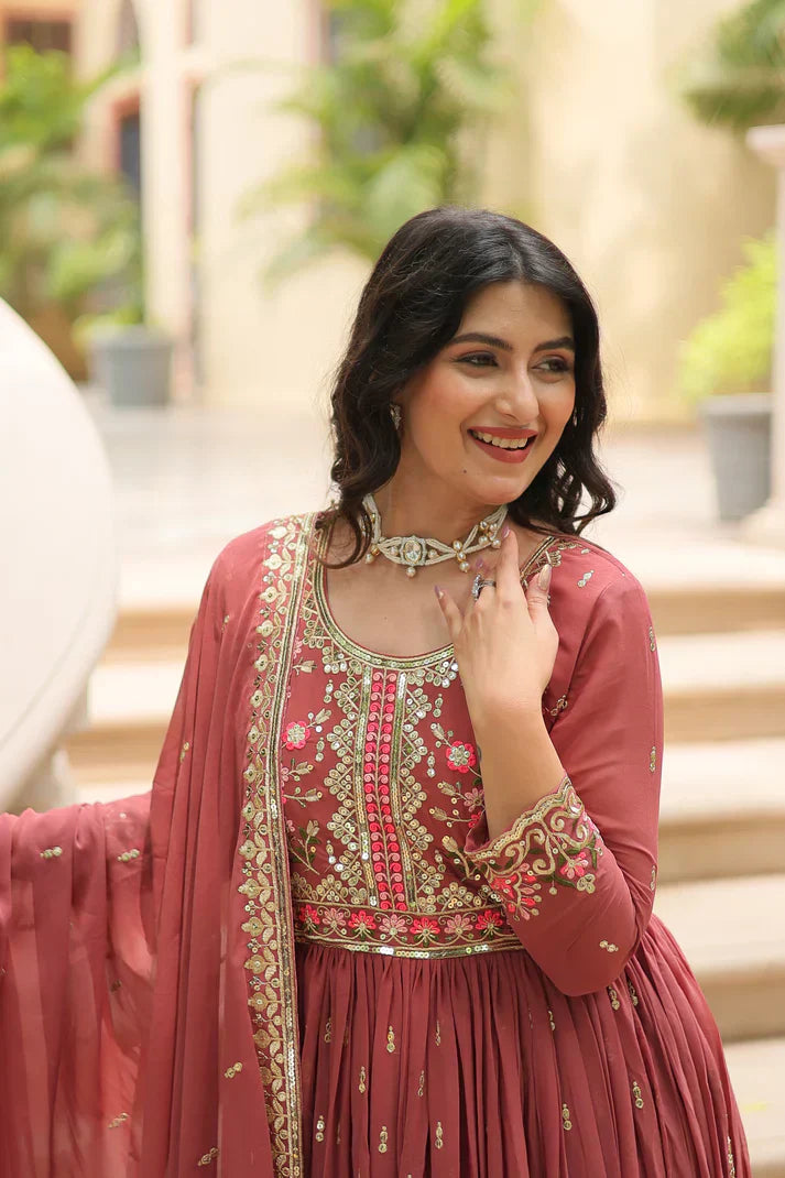 WEDDING SPECIAL FAUX GEORGETTE EMBROIDERED SHARARA WITH DUPATTAPFAB1126)(01)