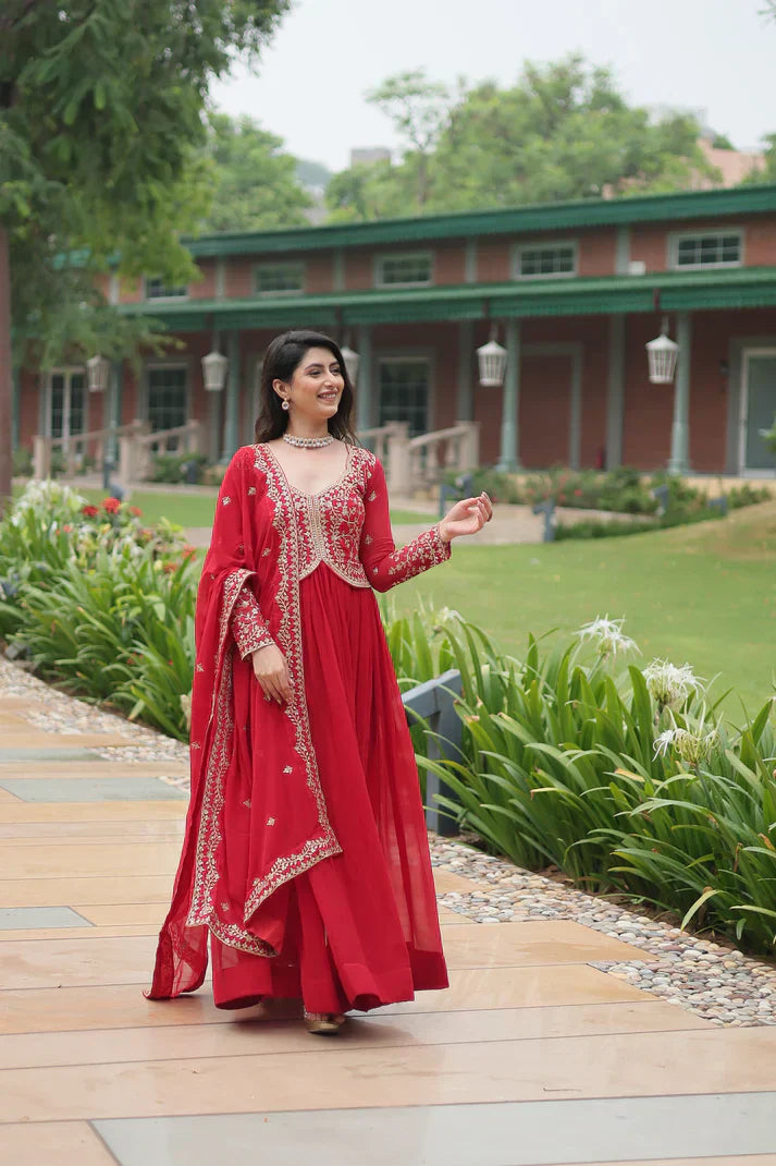 WEDDING SPECIAL FAUX BLOOMING SEQUINS EMBROIDERED GOWN WITH DUPATTAPFAB150) (01)