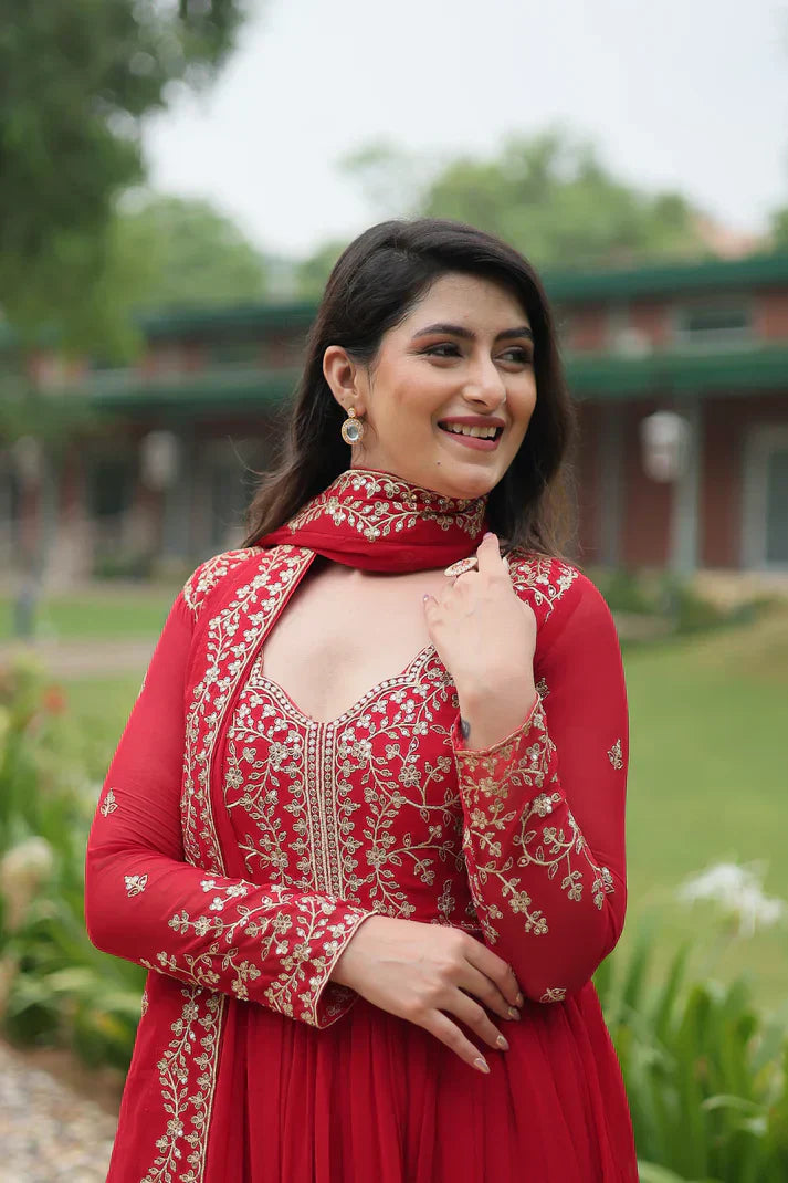 WEDDING SPECIAL FAUX BLOOMING SEQUINS EMBROIDERED GOWN WITH DUPATTAPFAB150) (01)