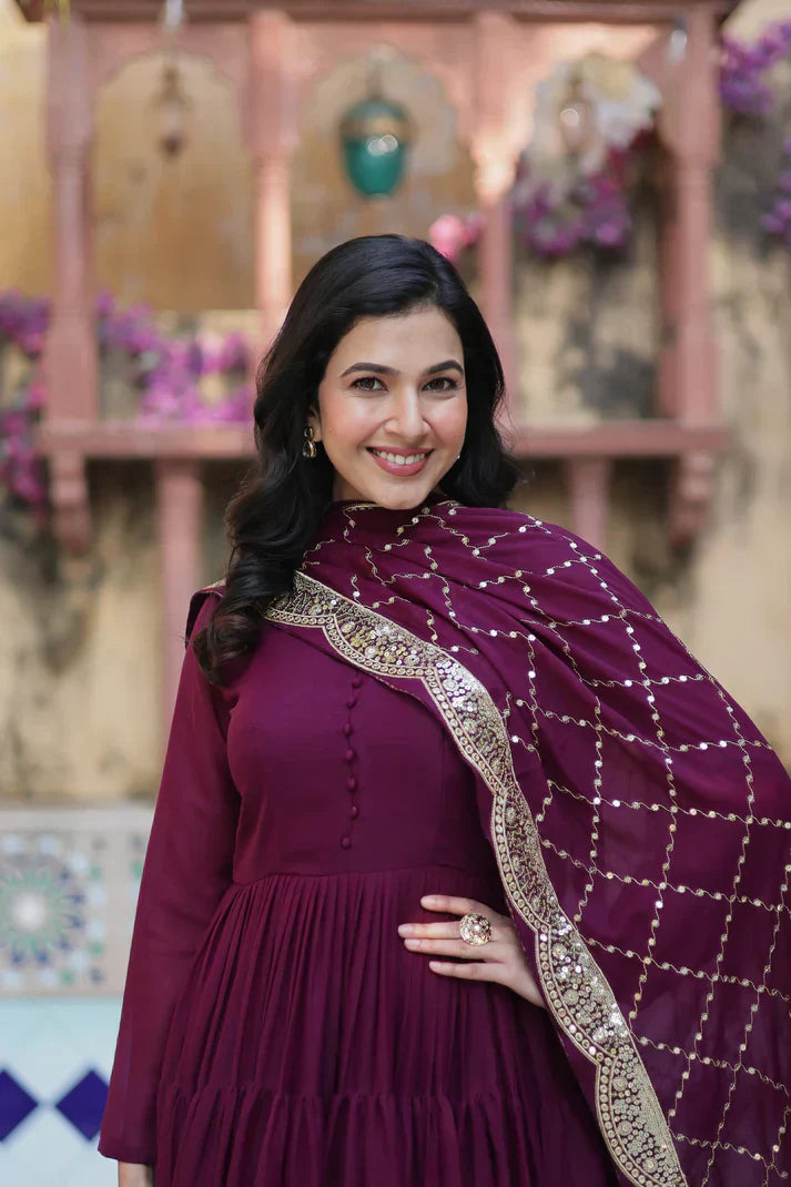 WEDDING SPECOAL STAR GEORGETTE GOWN WITH DUPATTAPFAB1123) (03)