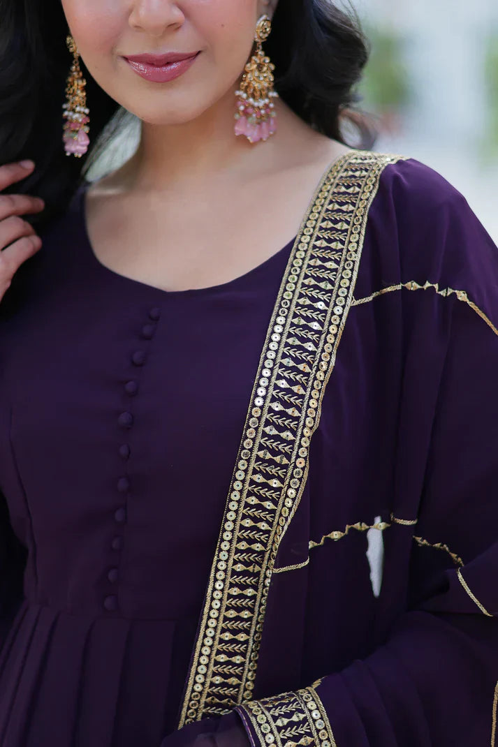 WEDDING SPECIAL FAUX BLOOMING GEORGETTE SEQUINS EMBROIDERD GOWN WITH DUPATTAPFAB1119)