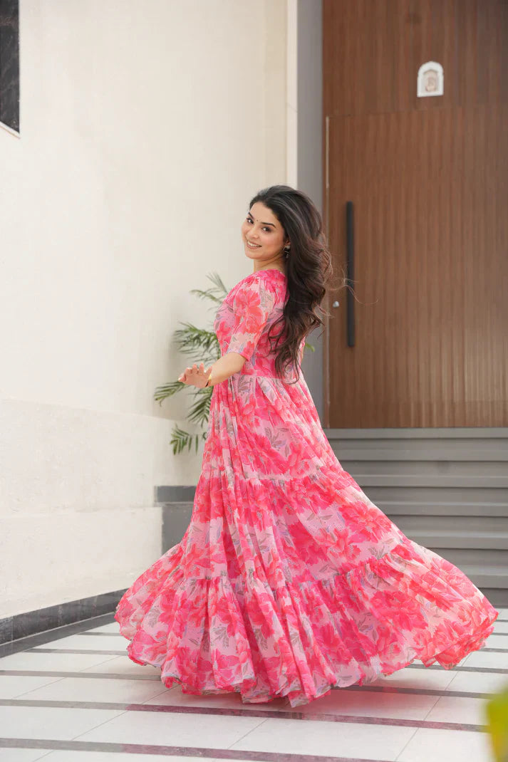 SUMMER SPECIAL GEORGETTE PRINTED GOWNPFAB193)