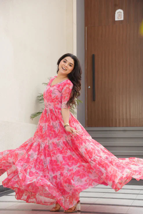 SUMMER SPECIAL GEORGETTE PRINTED GOWNPFAB193)