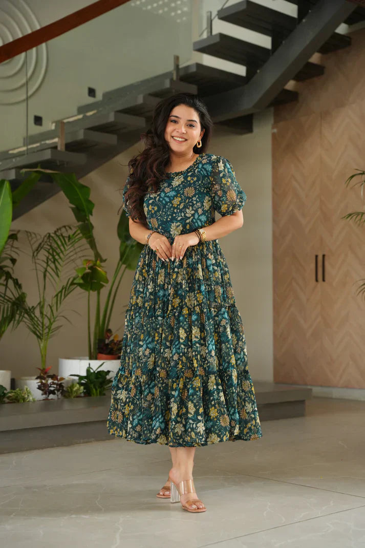 FAUX GEORGETTE PRINTED GOWN FOR SUMMERPFAB179)