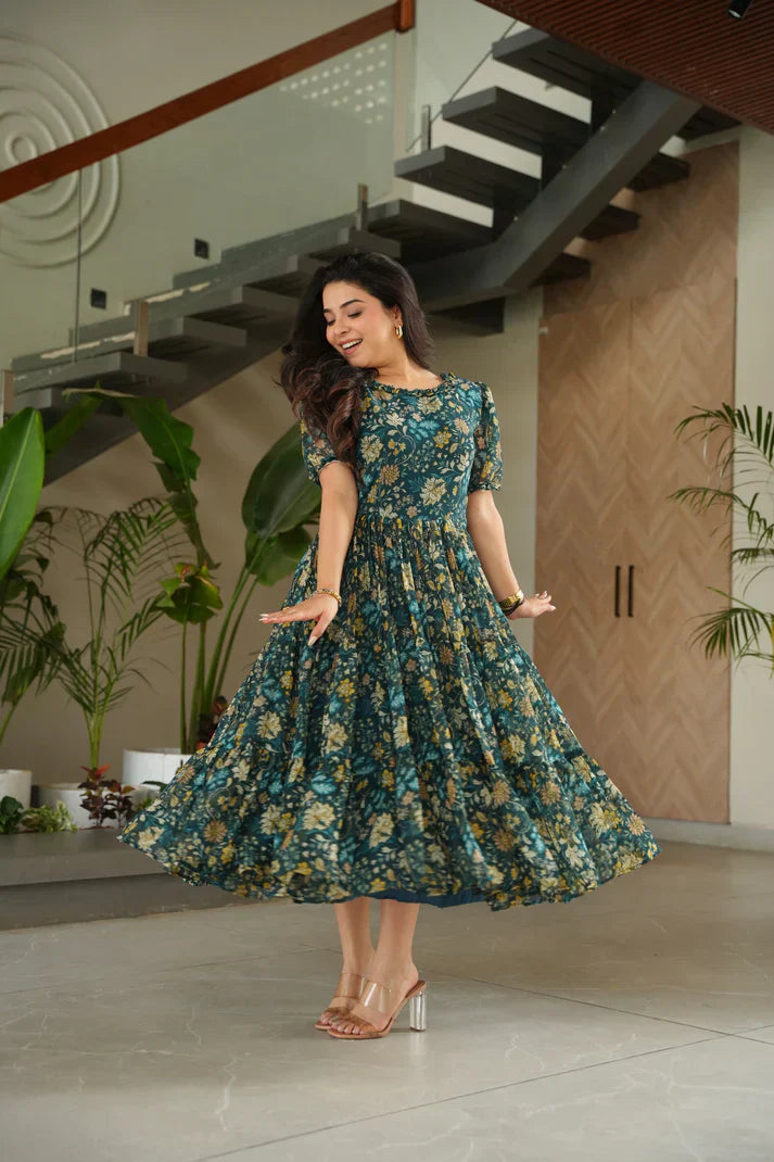 FAUX GEORGETTE PRINTED GOWN FOR SUMMERPFAB179)