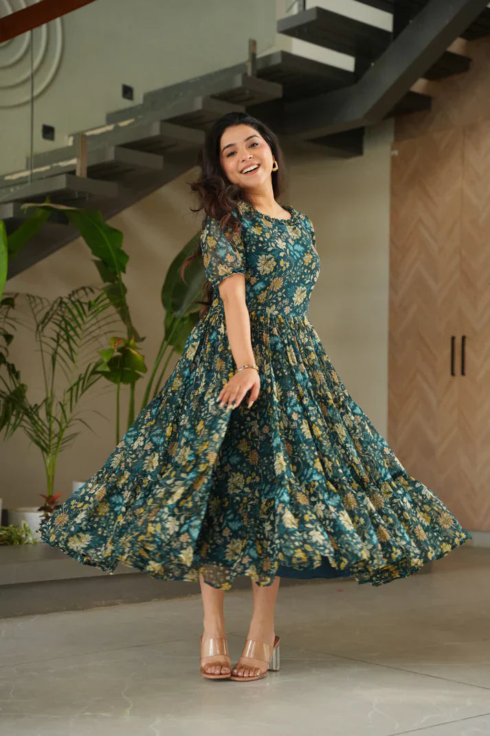 FAUX GEORGETTE PRINTED GOWN FOR SUMMERPFAB179)