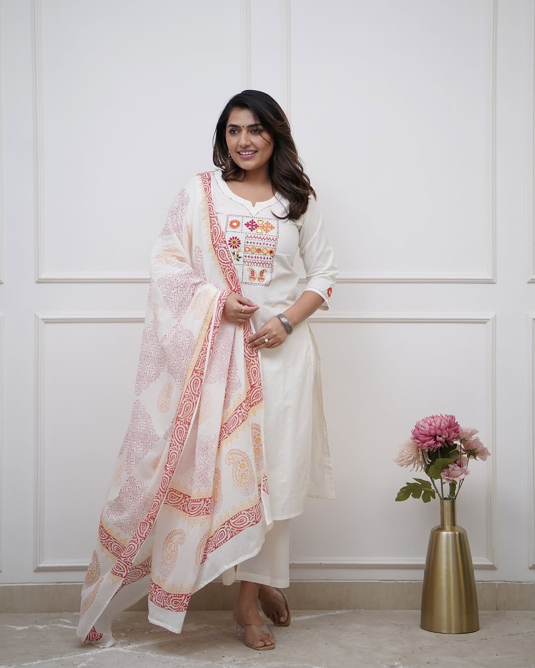 💃 BEAUTIFUL HEAVY COTTON KURTA PANT WITH DUPATTA SET 💃💃💃(PFAB171)