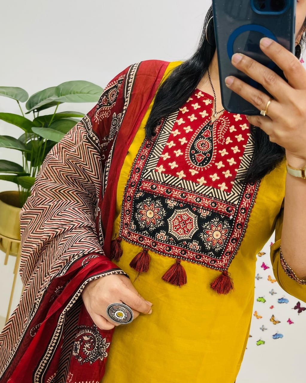 🌹🌹Pure fine Cotton fabric &nbsp; Kurti with Pant with cotton 100-100 Dupatta🌹🌹(PFAB1418)