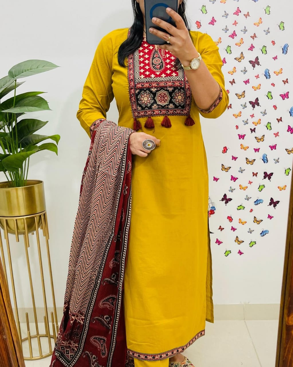 🌹🌹Pure fine Cotton fabric &nbsp; Kurti with Pant with cotton 100-100 Dupatta🌹🌹(PFAB1418)