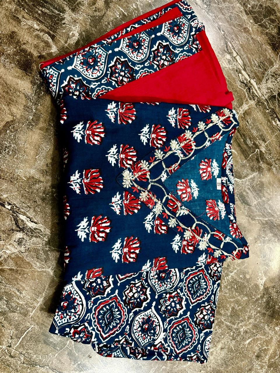 Launching beautiful ajrak print anarkali.. this pure cotton attire is worth buying to feel comfortable this summer...