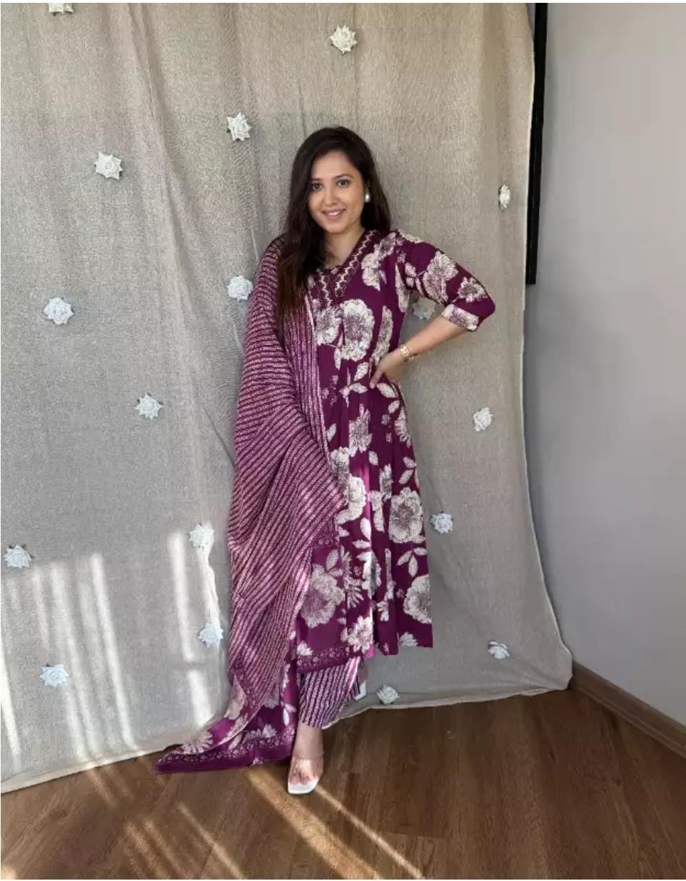 🌹🌹Pure fine Cotton fabric Havy Embroidery Work Kurti with Pant with cotton 100-100 Dupatta🌹🌹