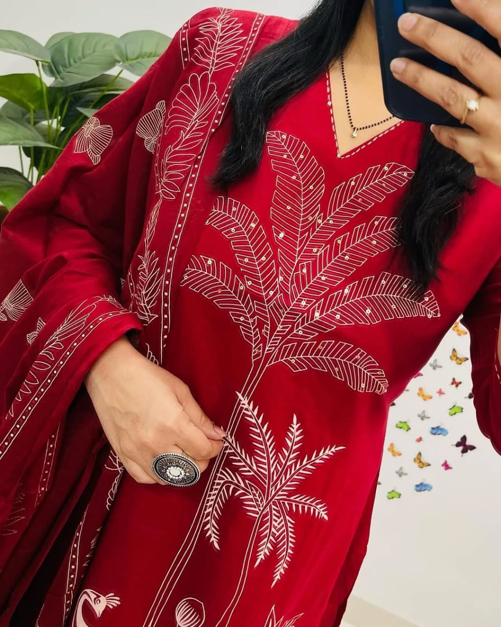 🌹🌹Pure fine Cotton fabric &nbsp; Kurti with Pant with cotton 100-100 Dupatta🌹🌹(PFAB1434)