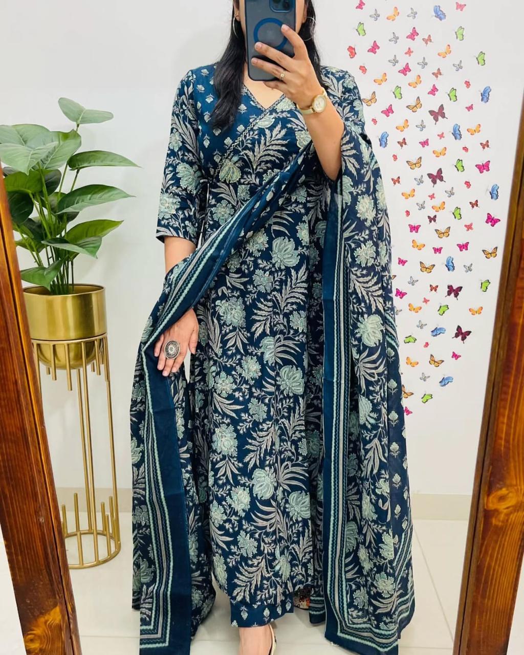 New Anarkali kurta set with Angrakha style (PFAB1451)