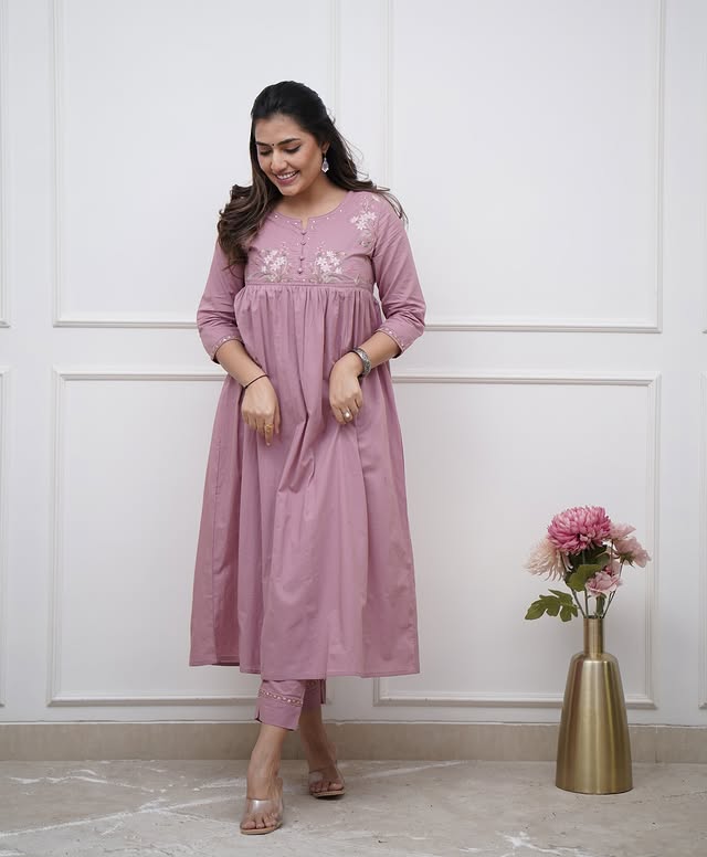 look classy and elegant with our new pure cotton collared kurta pant set(PFAB1145)