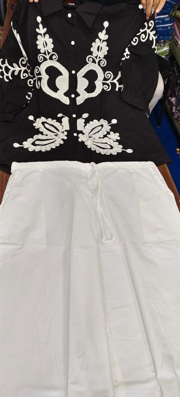 👉🏻Pure cotton 60*60 top With bell bottom poplin pant(PFAB1148)