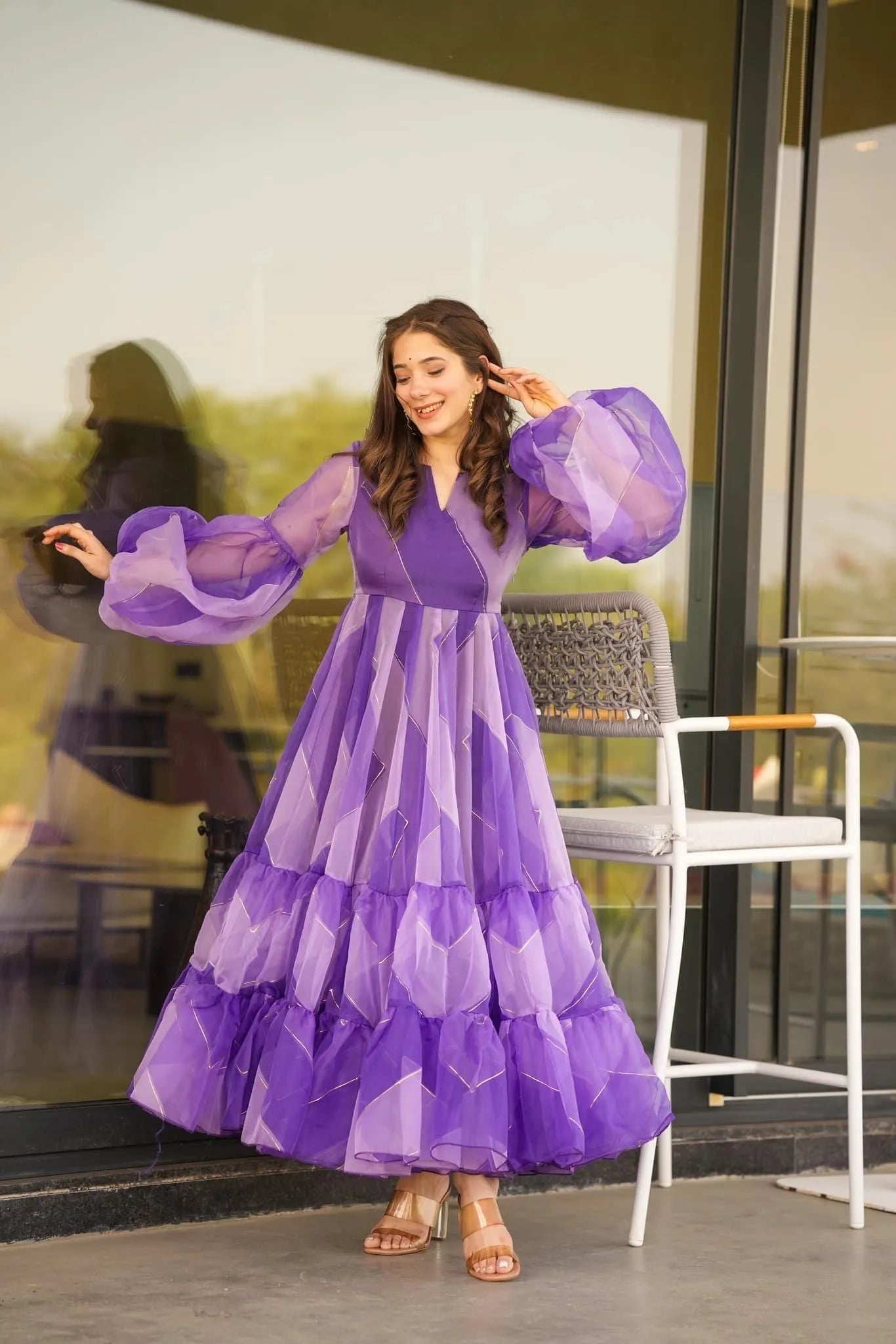 Aniya purple organza dress - salesmania